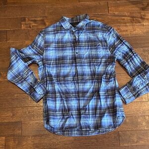 Vince Men's Blue and Black Checkered Shirt